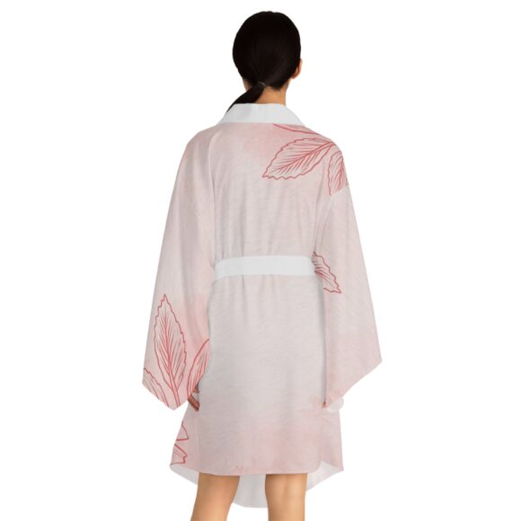 Classic White Floral Lounge Robe – Minimalist Elegance for Home Spa Moments - Image 4