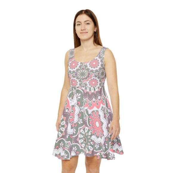 Pink A-Line Floral Skater Dress – Chic Fit for Summer Soirées