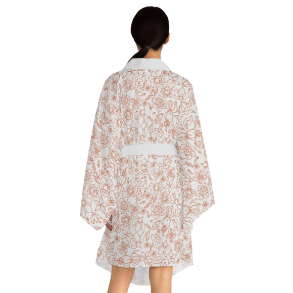 Elegant Lavender Floral Long Sleeve Kimono Robe – Luxe Loungewear for Self-Care Days - Image 4