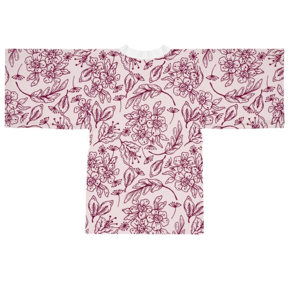Rose Blush Floral Kimono Robe with Long Sleeves – Perfect for Relaxed Styling - Image 3