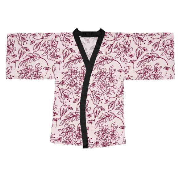 Rose Blush Floral Kimono Robe with Long Sleeves – Perfect for Relaxed Styling - Image 6