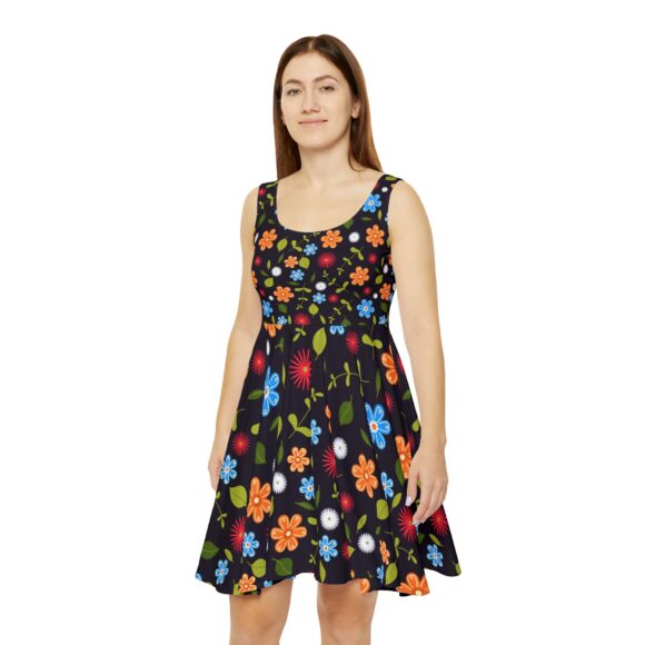 Cream & Peach Floral Skater Dress – Twirl-Ready Fit-and-Flare