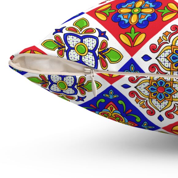 Vibrant Decorative Throw Pillow with Colorful Floral Design - Image 3
