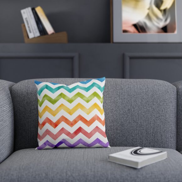 Rainbow Chevron Pillow – Funky Modern Sofa Accent - Image 3