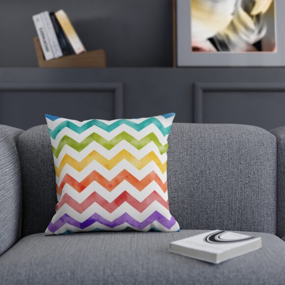 Rainbow Chevron Pillow – Funky Modern Sofa Accent - Image 7