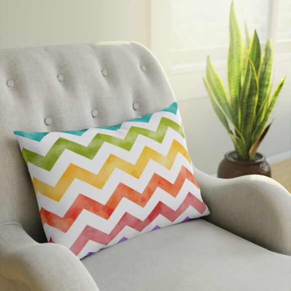Rainbow Chevron Pillow – Funky Modern Sofa Accent - Image 12