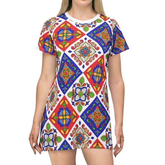 Navy & White Abstract Tee Dress – Lightweight & Breezy