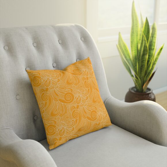 Square Boho Floral Pillow – Yellow Accent for Cozy Corners - Image 4