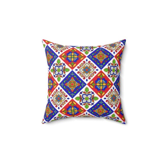 Vibrant Decorative Throw Pillow with Colorful Floral Design