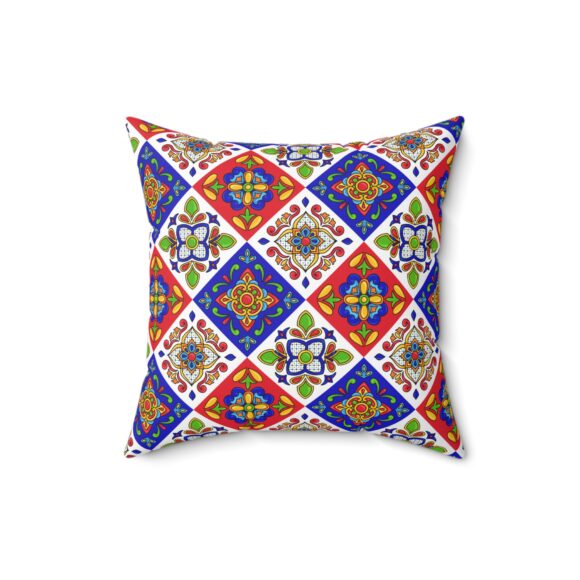 Vibrant Decorative Throw Pillow with Colorful Floral Design - Image 4