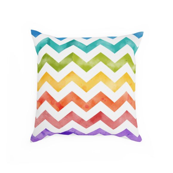 Rainbow Chevron Pillow – Funky Modern Sofa Accent - Image 2