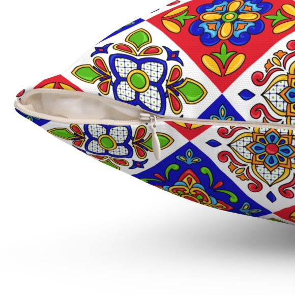 Vibrant Decorative Throw Pillow with Colorful Floral Design - Image 6