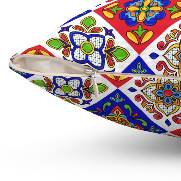 Vibrant Decorative Throw Pillow with Colorful Floral Design - Image 9