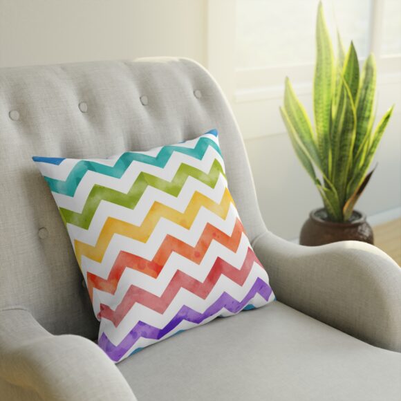 Rainbow Chevron Pillow – Funky Modern Sofa Accent - Image 8