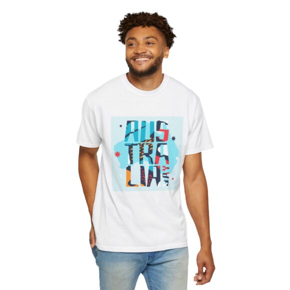 White ‘AUS TRALINE’ Colorblock Tee – Artsy Vibe for Street Fashion - Image 5