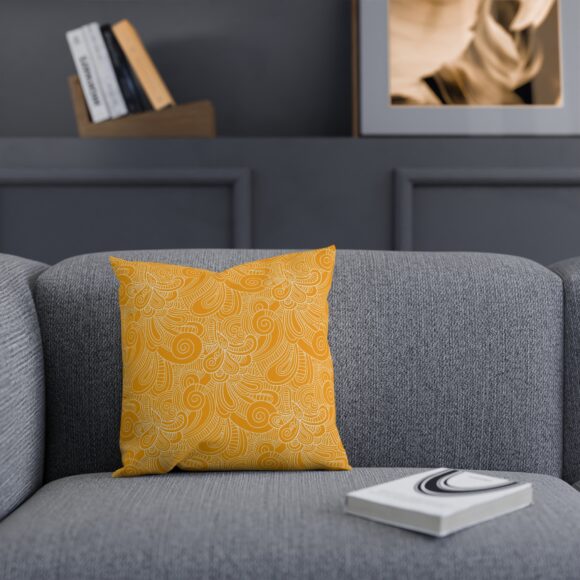 Square Boho Floral Pillow – Yellow Accent for Cozy Corners - Image 3