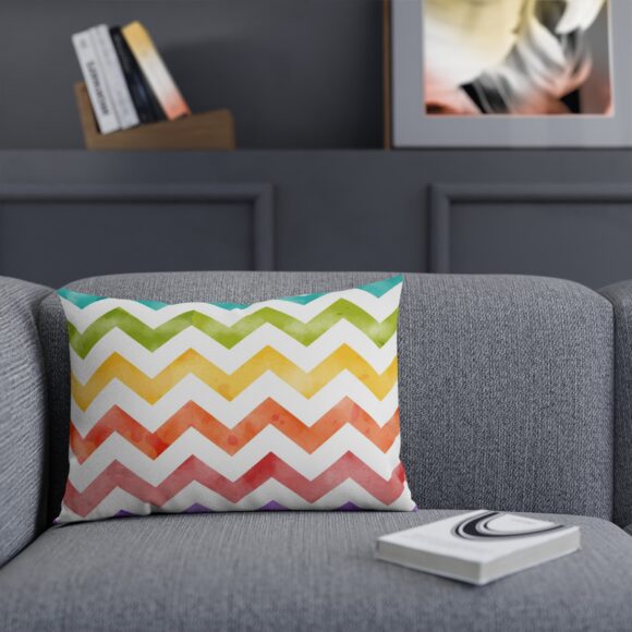 Rainbow Chevron Pillow – Funky Modern Sofa Accent - Image 11