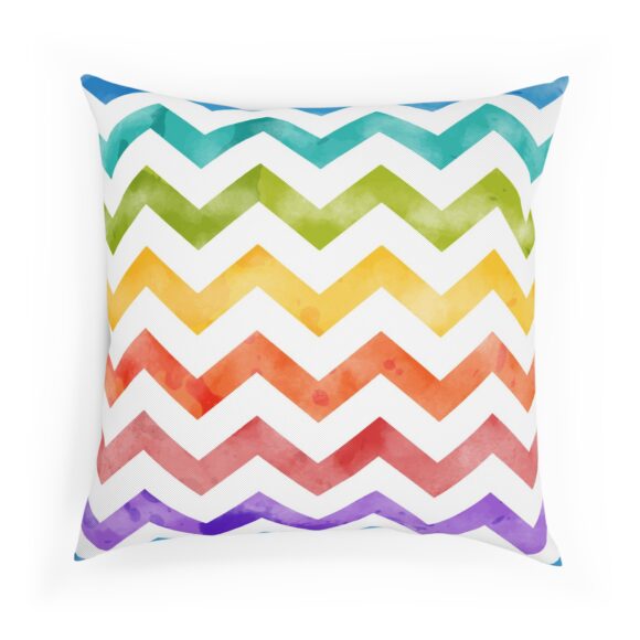 Rainbow Chevron Pillow – Funky Modern Sofa Accent - Image 6
