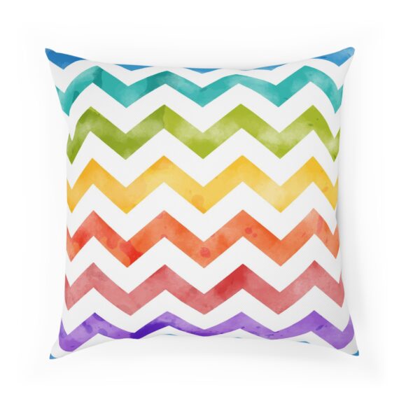 Rainbow Chevron Pillow – Funky Modern Sofa Accent - Image 5