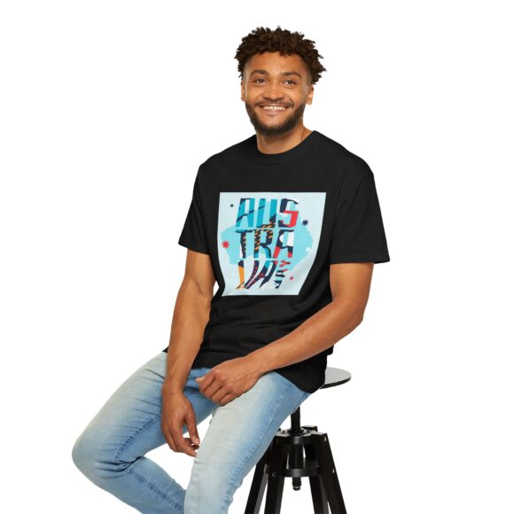 White ‘AUS TRALINE’ Colorblock Tee – Artsy Vibe for Street Fashion - Image 14