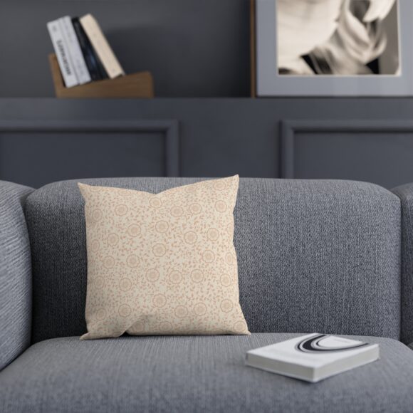 Beige Patterned Decorative Pillow – Elegant & Earthy - Image 3